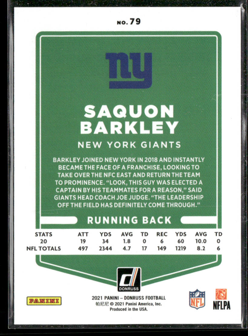 Saquon Barkley 2021 Donruss #79b New York Giants