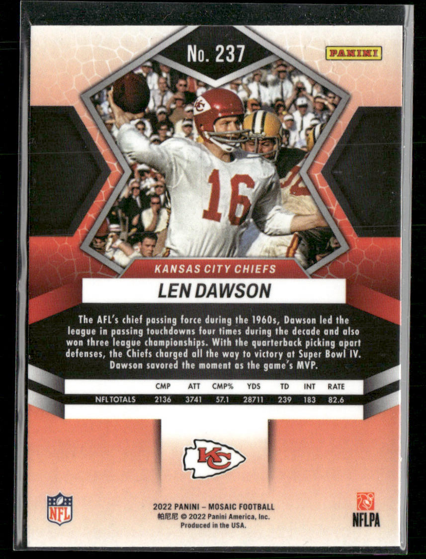 Len Dawson 2022 Panini Mosaic #237 Kansas City Chiefs