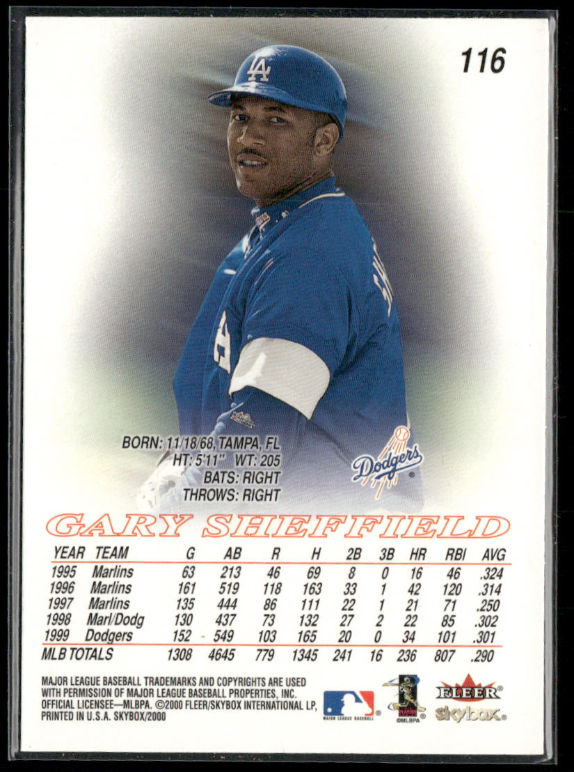 Gary Sheffield 2000 SkyBox #116 Los Angeles Dodgers