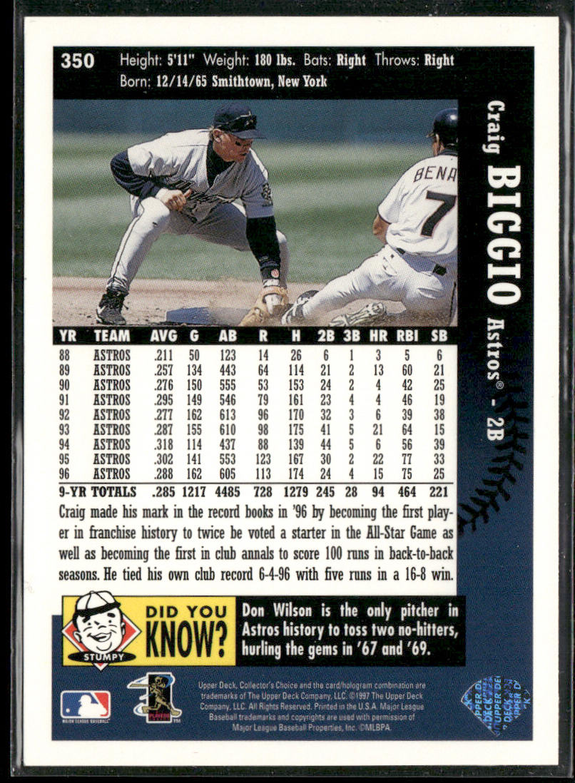 Craig Biggio 1997 Collector's Choice #350 Houston Astros