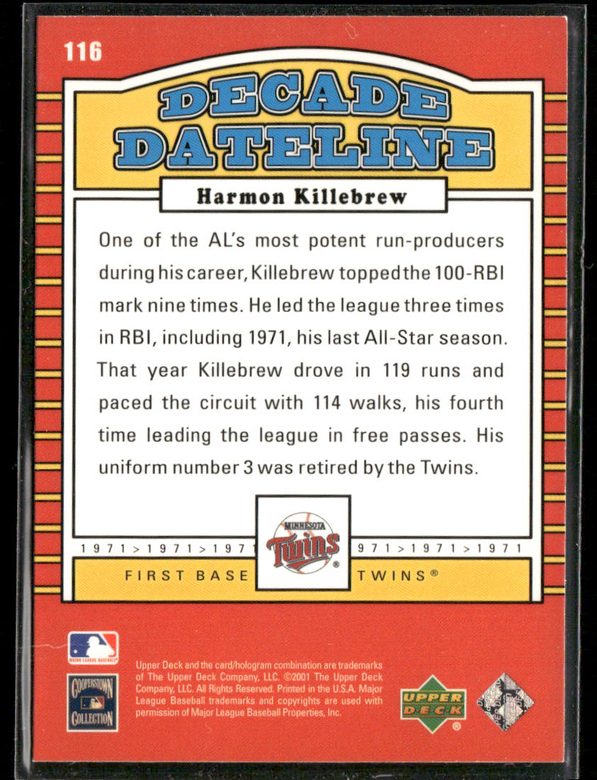 Harmon Killebrew 2001 Upper Deck Decade 1970's #116 Minnesota Twins