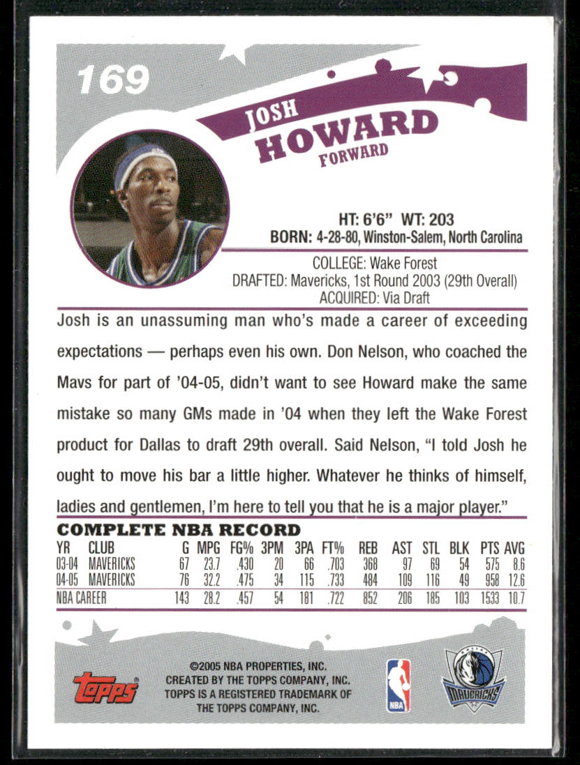 Josh Howard 2005-06 Topps #169 Dallas Mavericks
