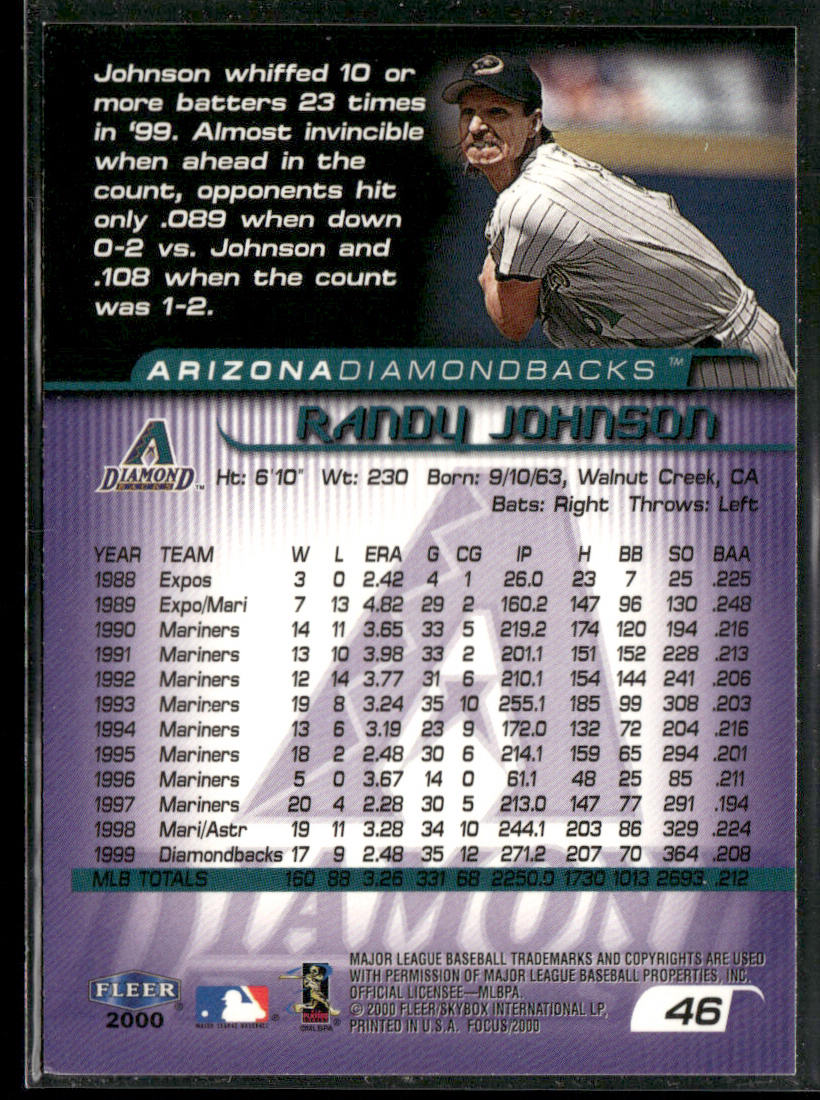Randy Johnson 2000 Fleer Focus #46 Arizona Diamondbacks