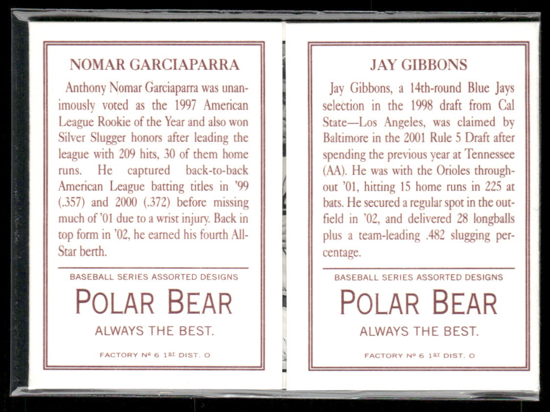 Nomar Garciaparra / Jay Gibbons 2003 Topps 205 Triple Folder Polar Bear #TF23