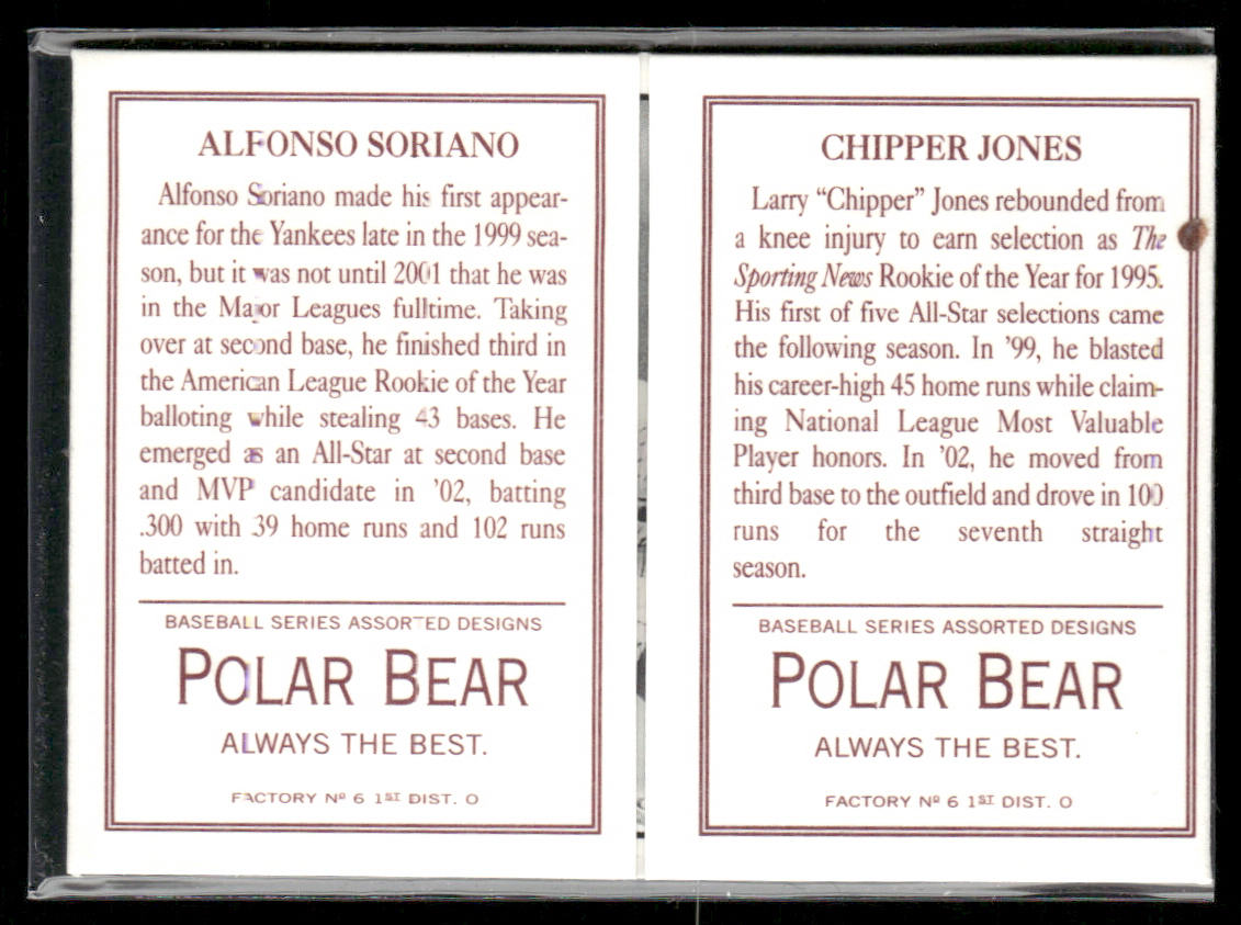 Alfonso Soriano / Chipper Jones 2003 Topps 205 Triple Folder Polar Bear #TF17
