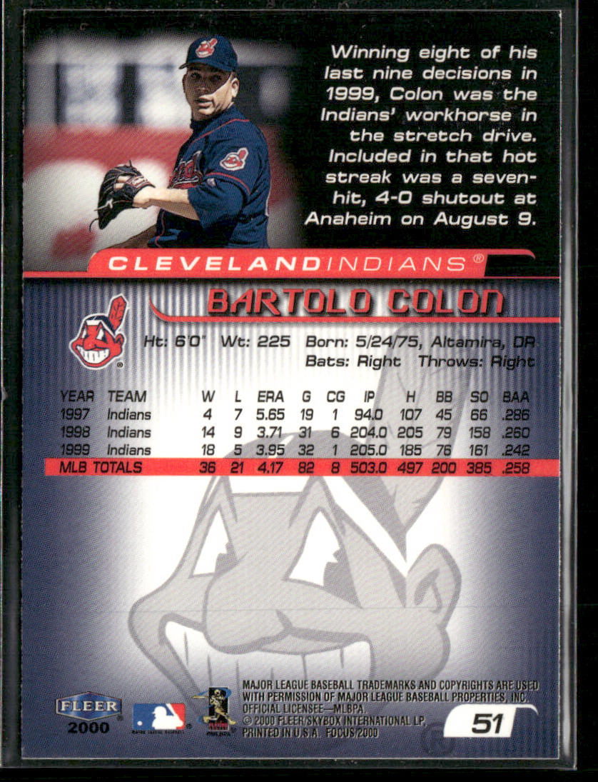 Bartolo Colon 2000 Fleer Focus #51 Cleveland Indians