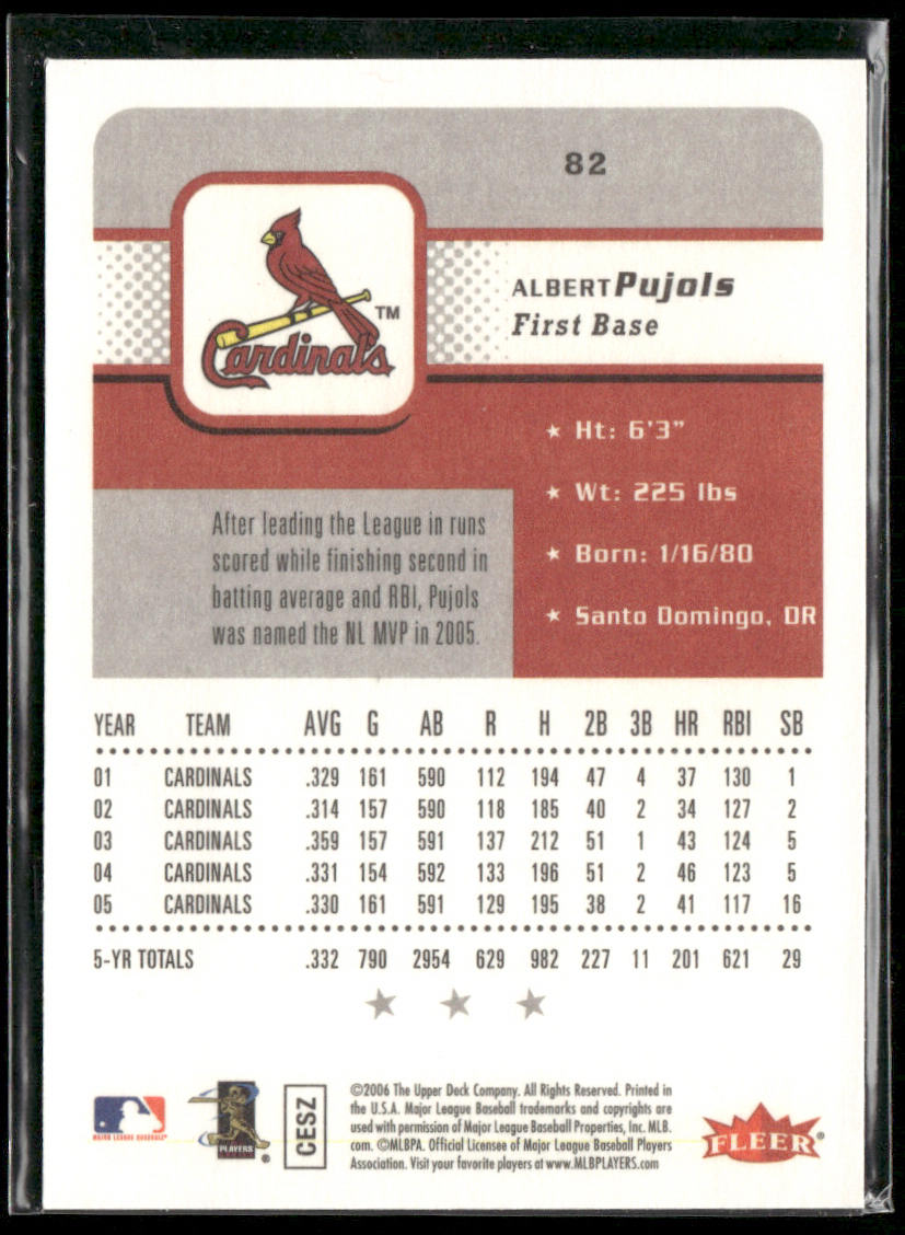 Albert Pujols 2006 Fleer #82 St. Louis Cardinals