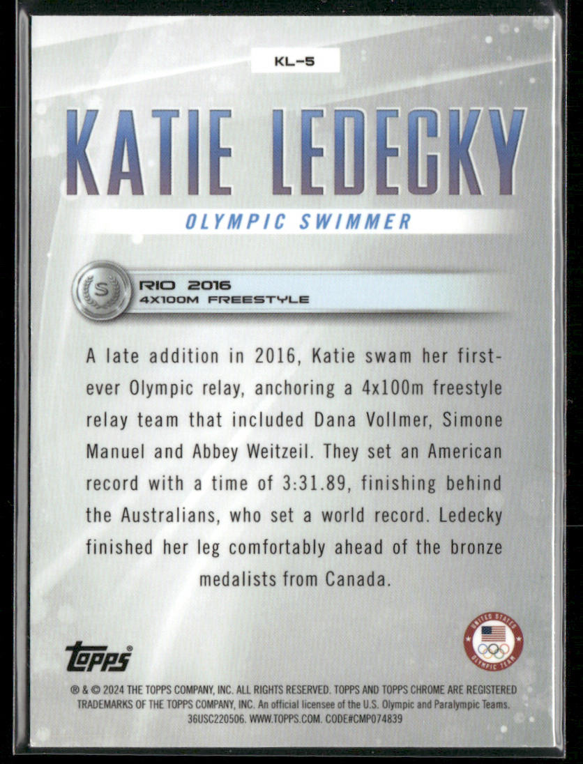 Katie Ledecky 2024 Topps Chrome U.S. Olympics & Paralympic Hopefuls #KL-5 USA