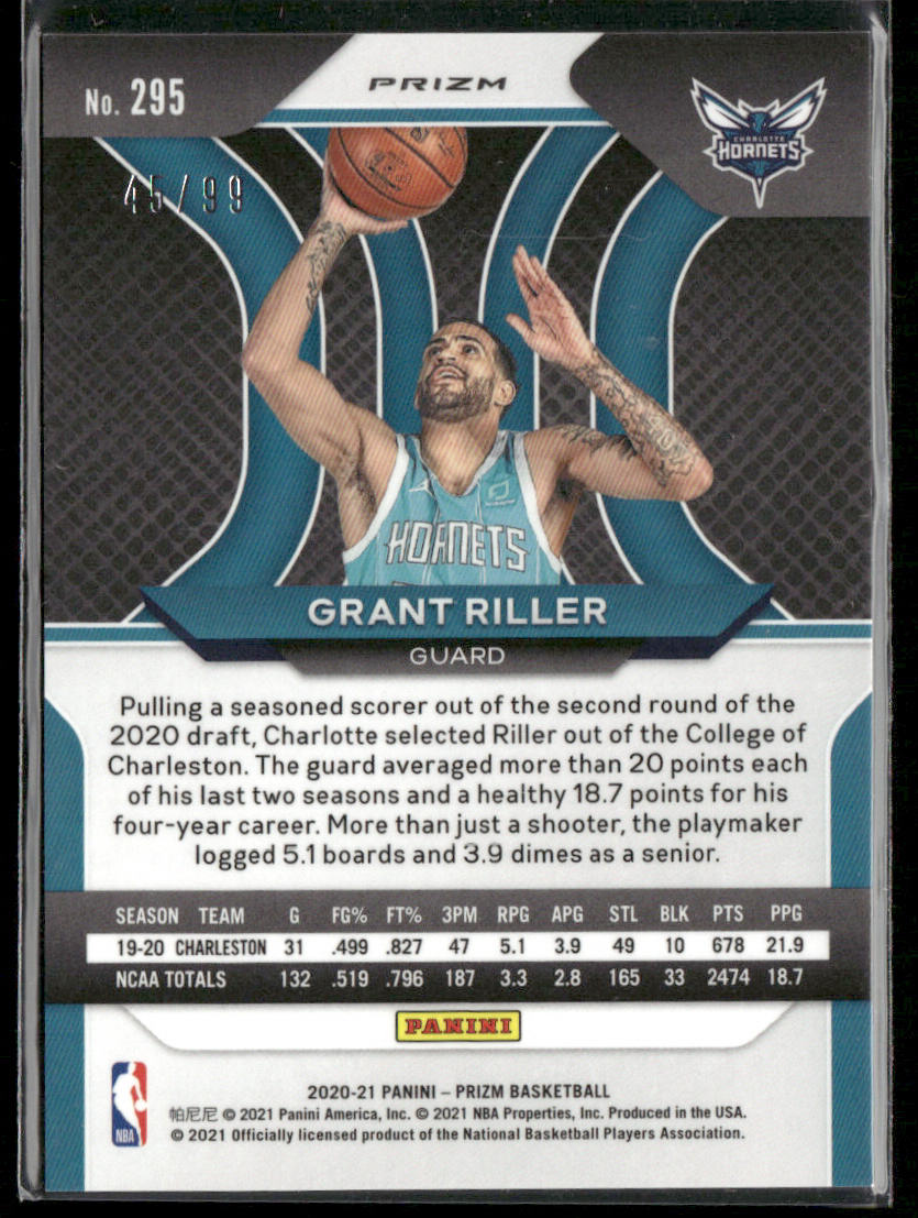 Grant Riller 2020-21 Panini Prizm Purple Prizms #295 SN,RC Charlotte Hornets