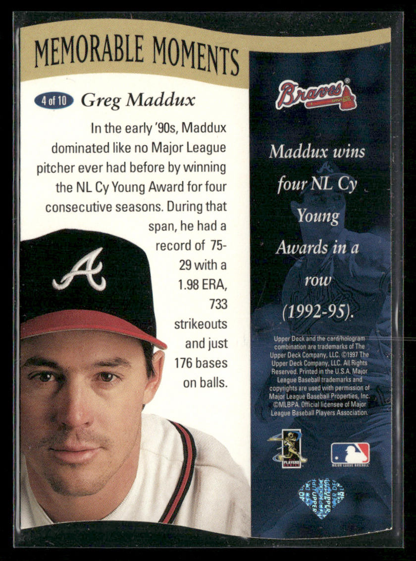 Greg Maddux 1997 Collector's Choice Memorable Moments #4 Atlanta Braves