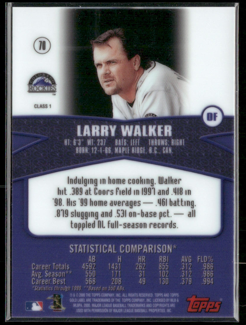 Larry Walker 2000 Topps Gold Label #70 Colorado Rockies