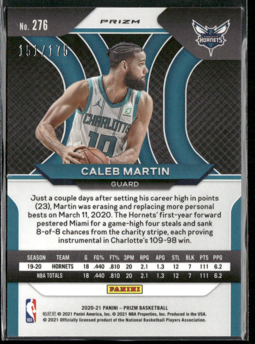 Caleb Martin 2020-21 Panini Prizm Purple Ice Prizms #276 SN Charlotte Hornets