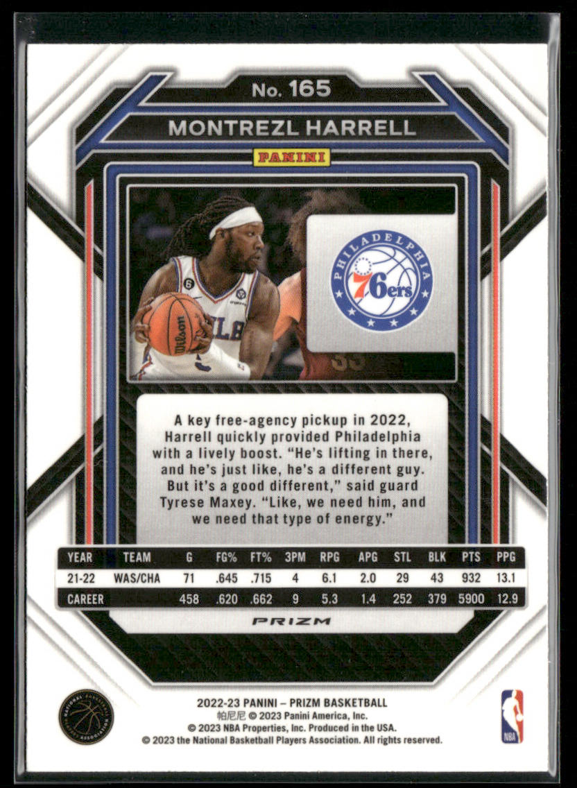 Montrezl Harrell 2022-23 Panini Prizm Prizms Ice #165 Philadelphia 76ers