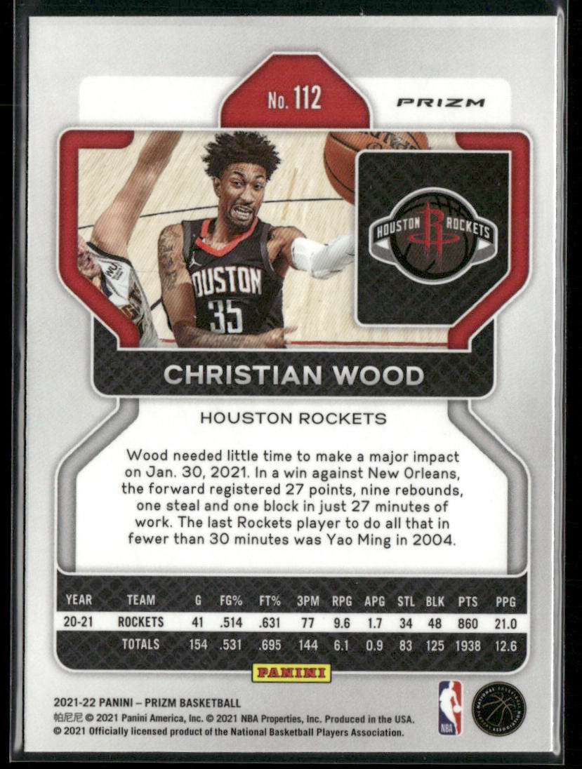 Christian Wood 2021-22 Panini Prizm Red White and Blue #112 Houston Rockets
