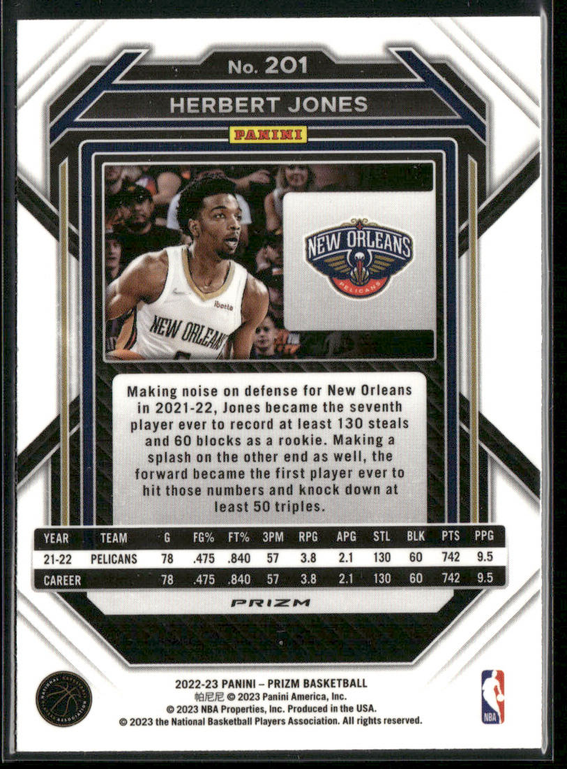 Herbert Jones 2022-23 Panini Prizm Prizms Silver #201 New Orleans Pelicans