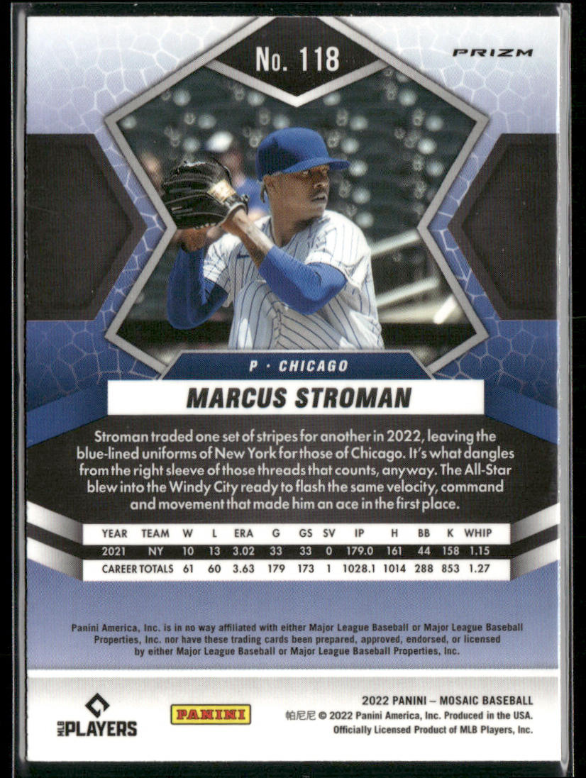 Marcus Stroman 2022 Panini Mosaic Green Mosaic #118 Chicago Cubs