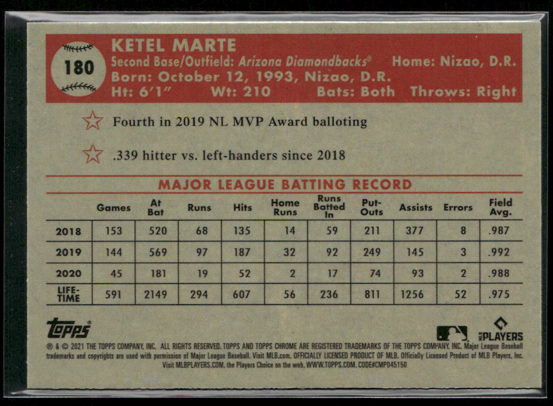 Ketel Marte 2021 Topps Chrome Platinum Anniversary Prism Refractor #180