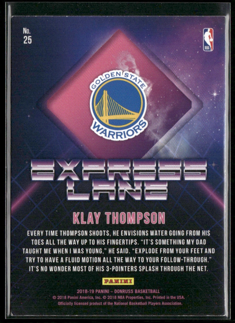 Klay Thompson 2018-19 Donruss Express Lane #25 Golden State Warriors