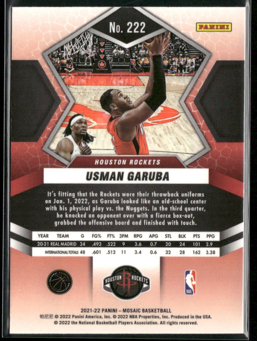 Usman Garuba 2021-22 Panini Mosaic #222 RC Houston Rockets