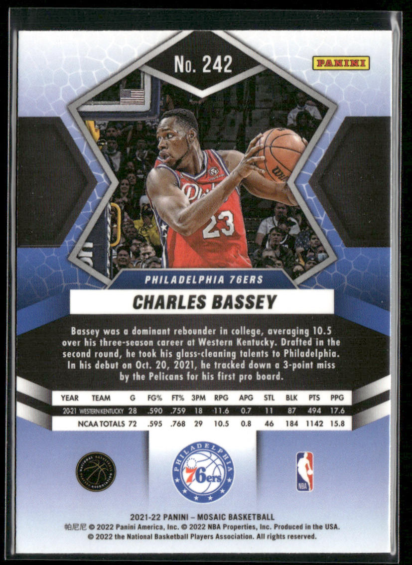 Charles Bassey 2021-22 Panini Mosaic #242 RC Philadelphia 76ers