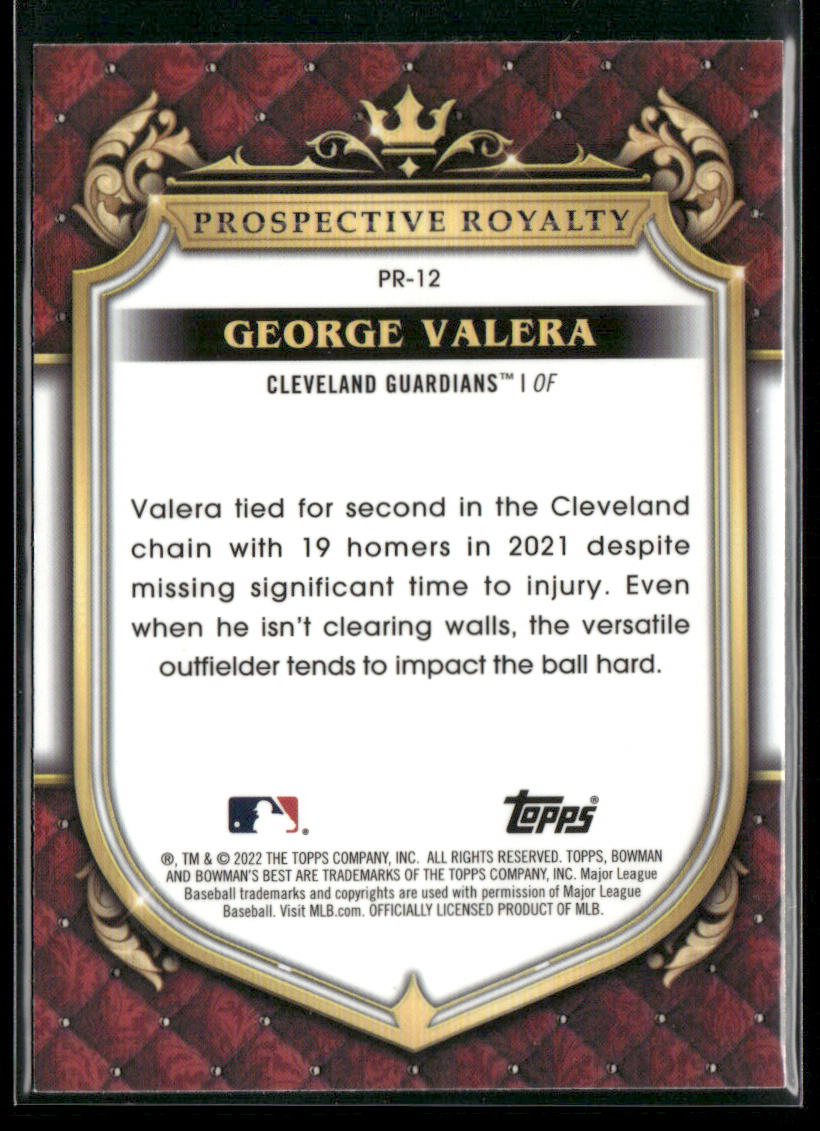 George Valera 2022 Bowman's Best Prospective Royalty #PR-12 Cleveland Guardians