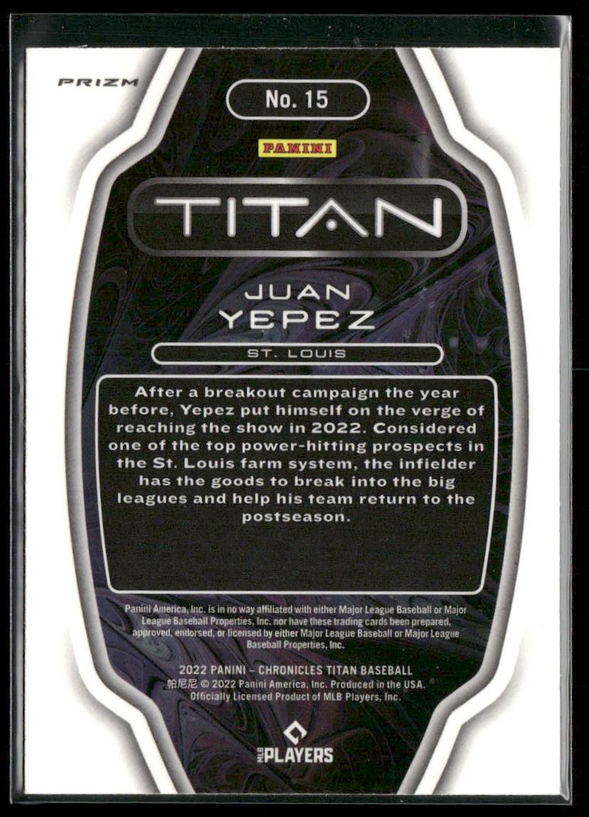 Juan Yepez 2022 Panini Chronicles Titan #15 St. Louis Cardinals