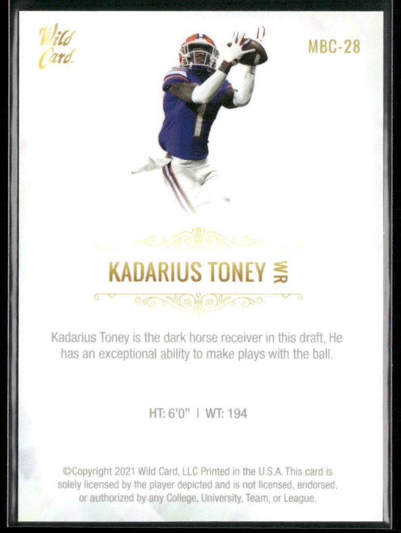 Kadarius Toney 2021 Wild Card Matte White #MBC-28 Florida Gators