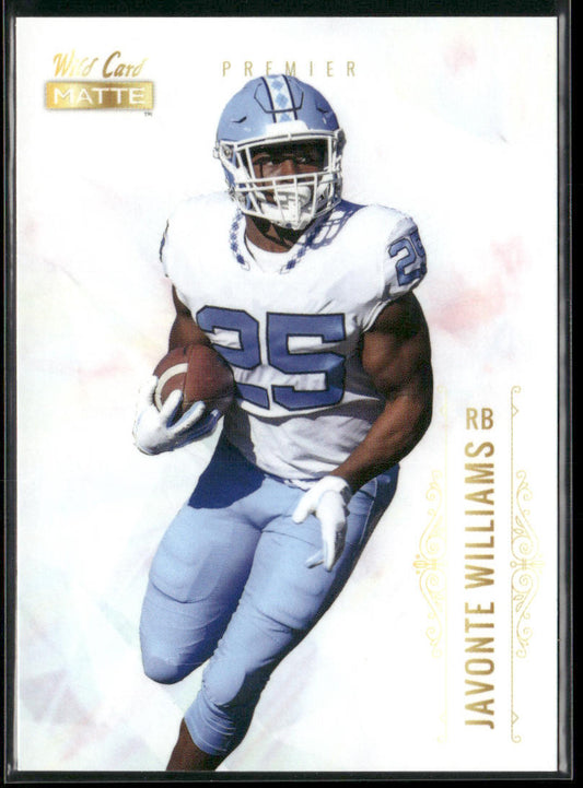 Javonte Williams 2021 Wild Card Matte White #MBC-8 North Carolina Tar Heels