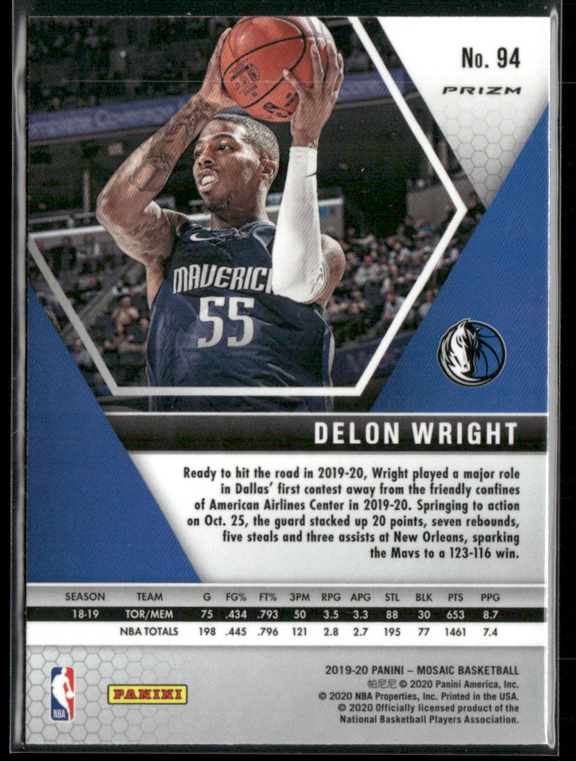 Delon Wright 2019-20 Panini Mosaic Reactive Orange #94 Dallas Mavericks