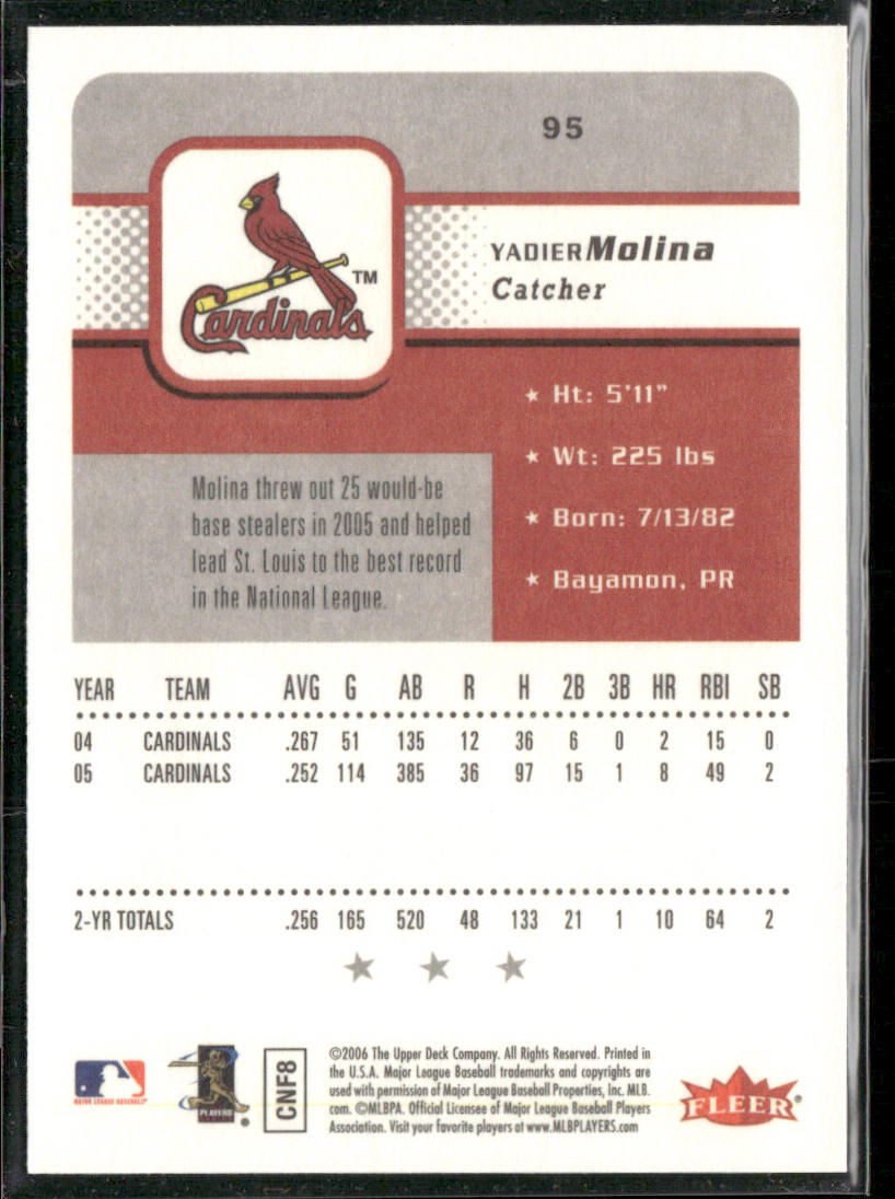 Yadier Molina 2006 Fleer #95 St. Louis Cardinals