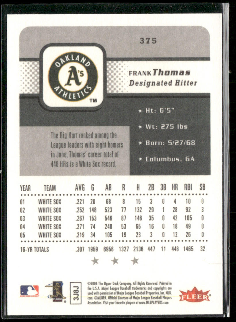 Frank Thomas 2006 Fleer #375 Oakland Athletics