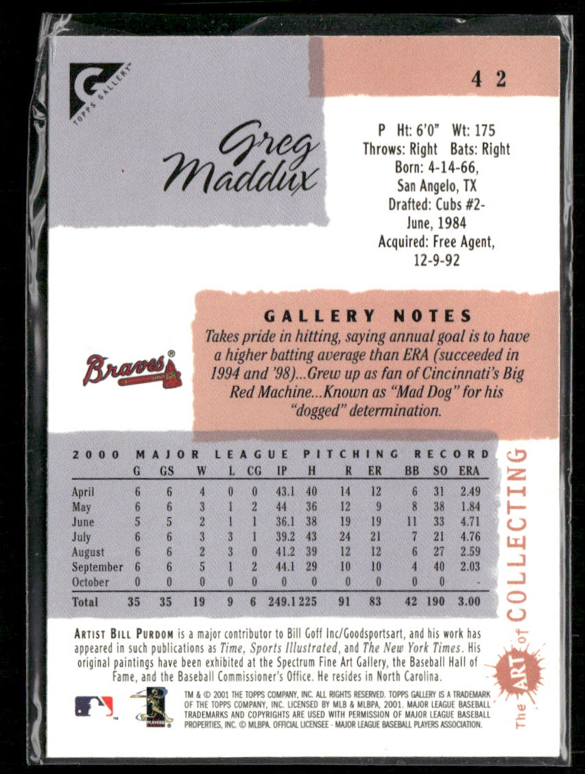 Greg Maddux 2001 Topps Gallery #42 Atlanta Braves