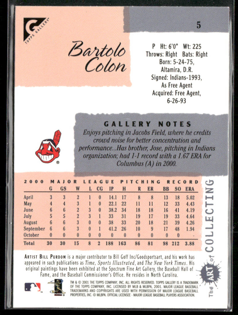Bartolo Colon 2001 Topps Gallery #5 Cleveland Indians
