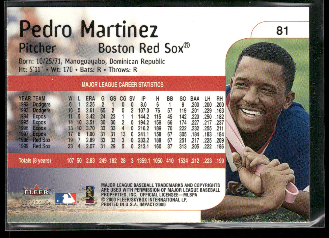 Pedro Martinez 2000 Fleer Impact #81 Boston Red Sox