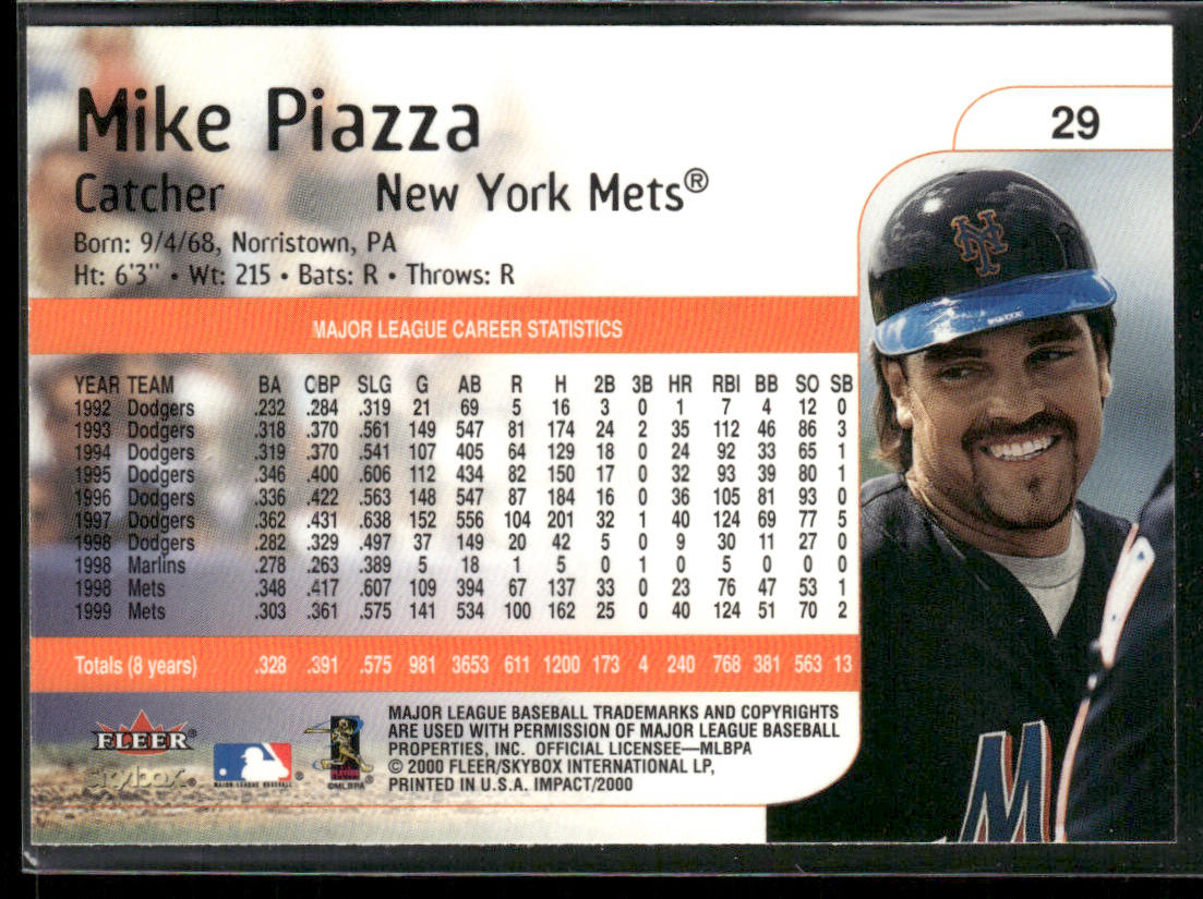 Mike Piazza 2000 Fleer Impact #29 New York Mets