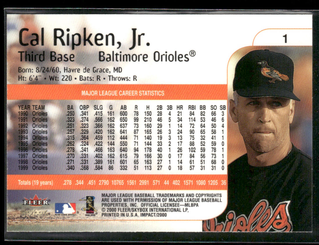 Cal Ripken Jr. 2000 Fleer Impact #1 Baltimore Orioles