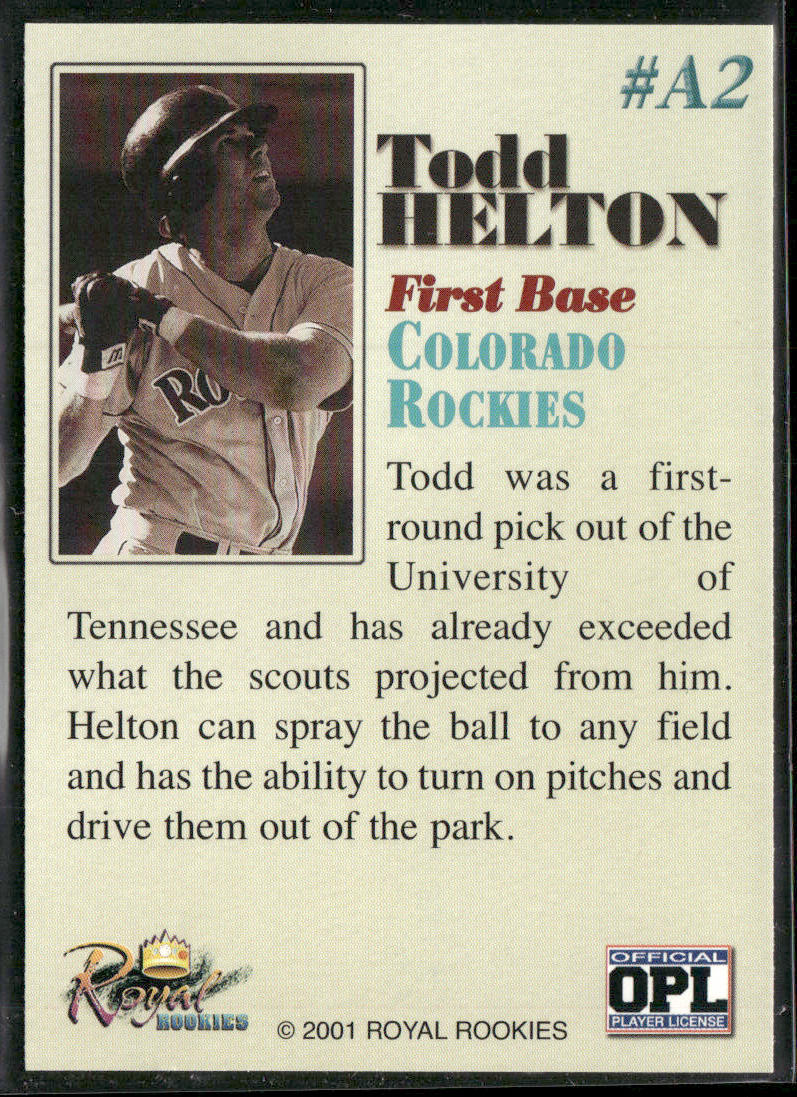 Todd Helton 2001 Royal Rookies Throwbacks Amazing Todd Helton Promo #NNO Rockies
