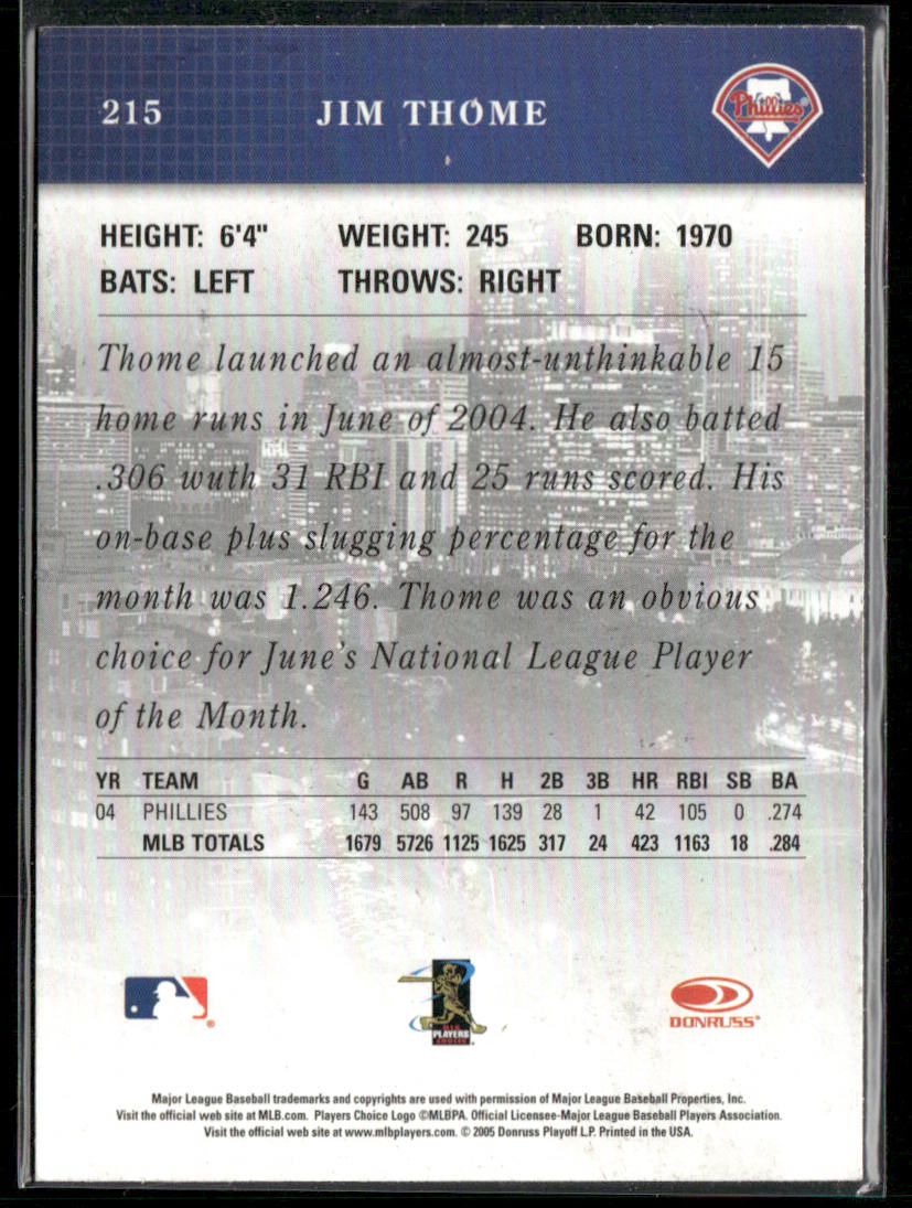 Jim Thome 2005 Donruss Studio #215 Philadelphia Phillies