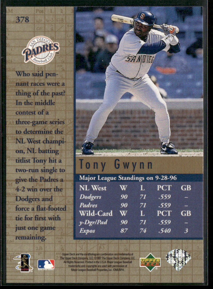 Tony Gwynn 1997 Upper Deck #378 San Diego Padres