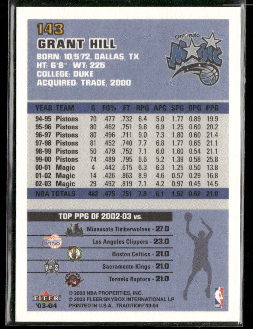 Grant Hill 2003-04 Fleer Tradition #143 Orlando Magic