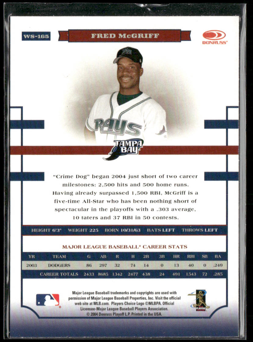 Fred McGriff 2004 Donruss World Series #WS-165 Tampa Bay Devil Rays