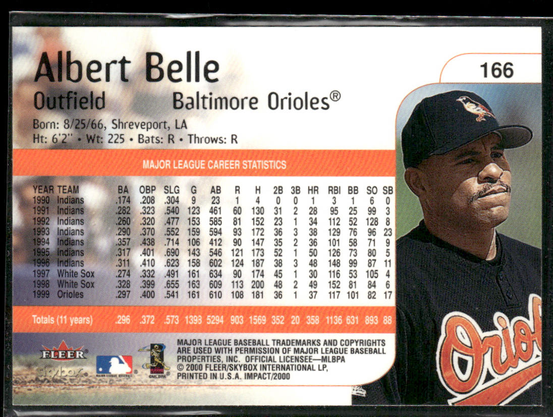 Albert Belle 2000 Fleer Impact #166 Baltimore Orioles