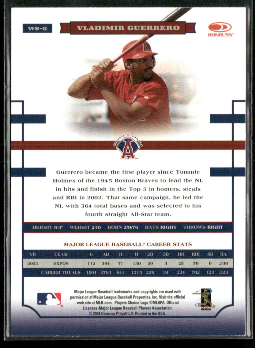 Vladimir Guerrero 2004 Donruss World Series #WS-6 Anaheim Angels