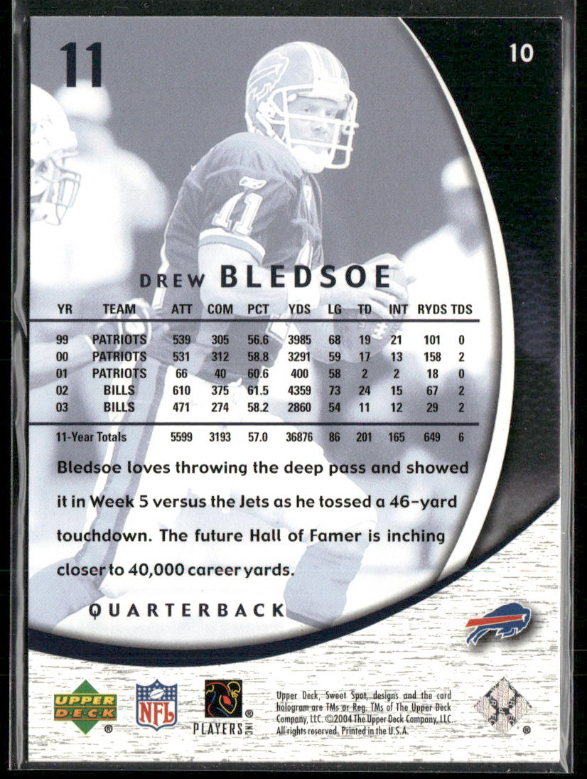 Drew Bledsoe 2004 Upper Deck Sweet Spot #10 Buffalo Bills