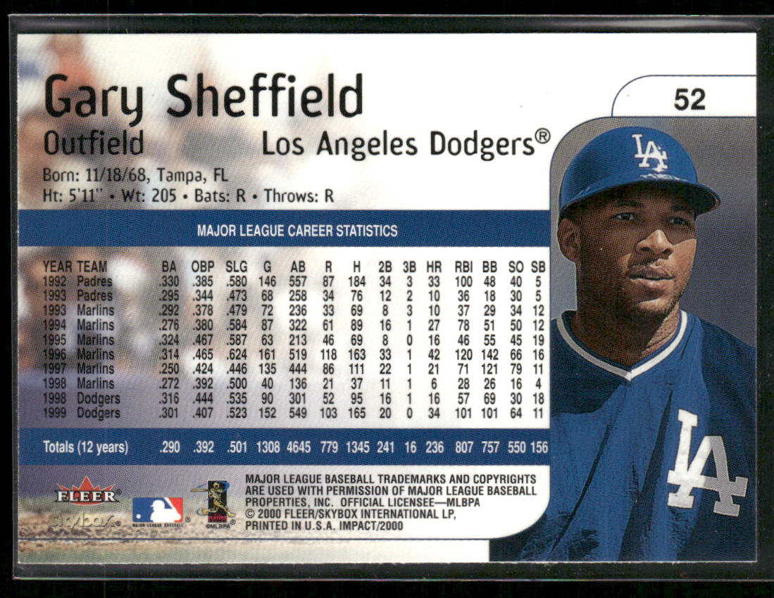 Gary Sheffield 2000 Fleer Impact #52 Los Angeles Dodgers