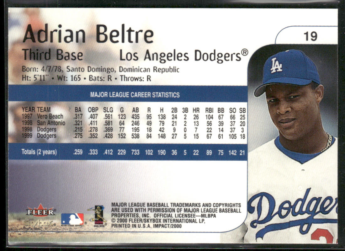 Adrian Beltre 2000 Fleer Impact #19 Los Angeles Dodgers