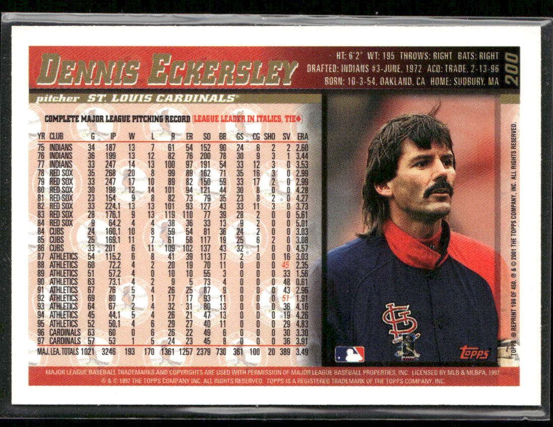 Dennis Eckersley 2001 Topps Archives #199 St. Louis Cardinals