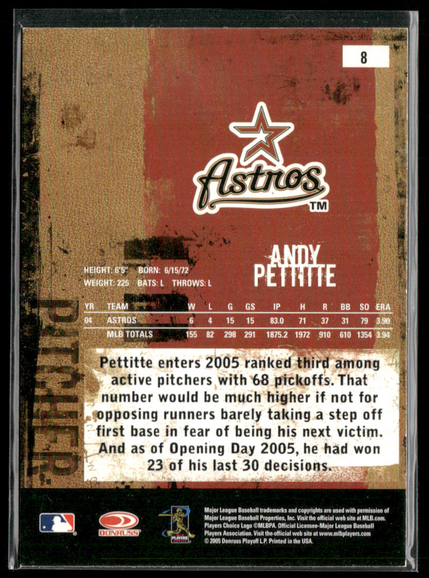 Andy Pettitte 2005 Donruss Leather & Lumber #8 Houston Astros