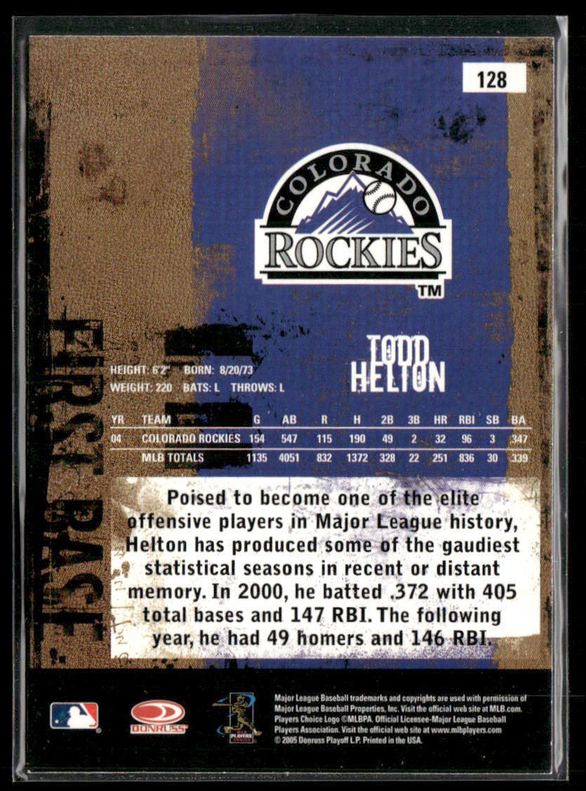 Todd Helton 2005 Donruss Leather & Lumber #128 Colorado Rockies