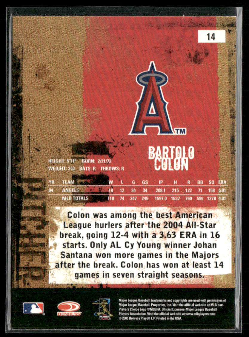 Bartolo Colon 2005 Donruss Leather & Lumber Silver #14 SN Los Angeles Angels